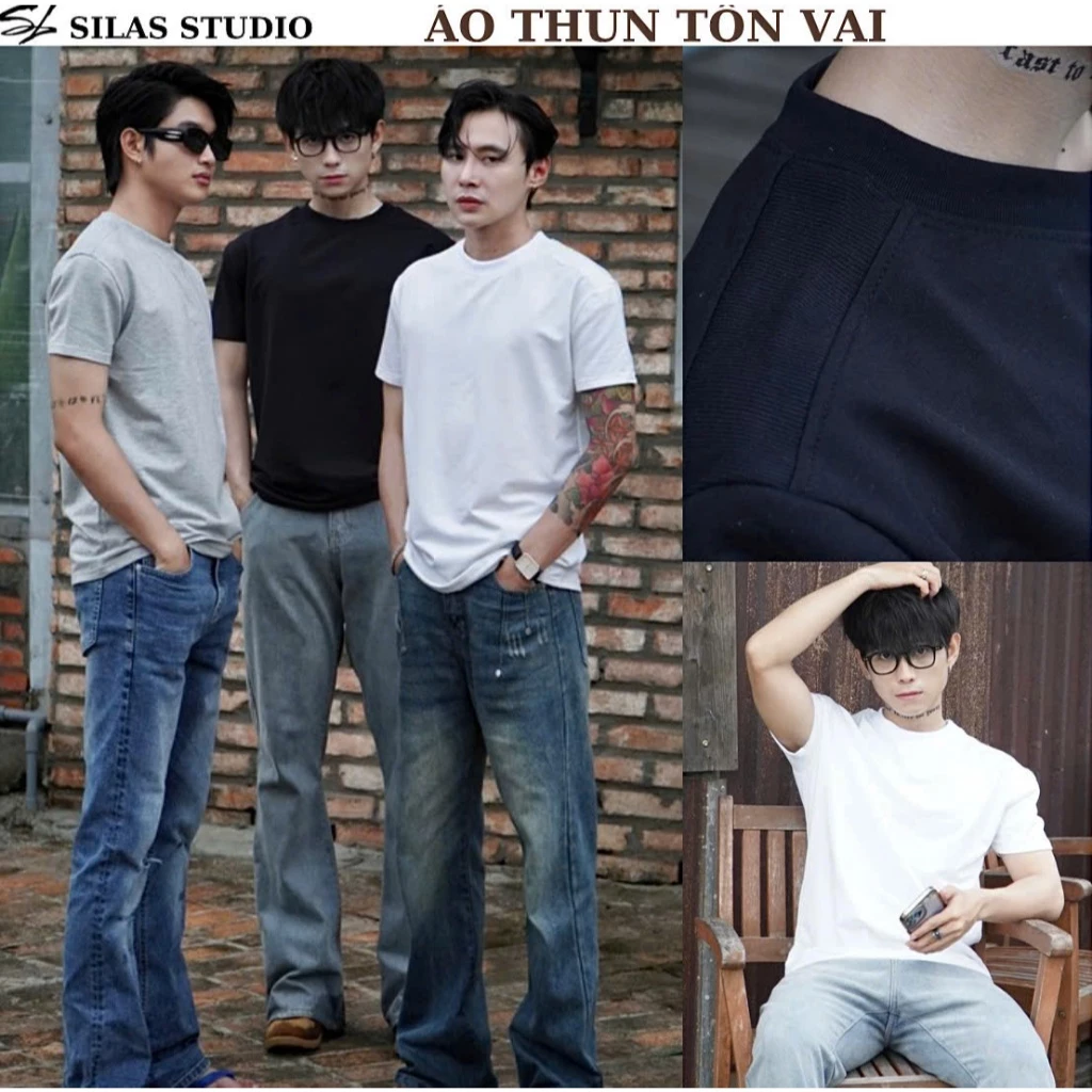Áo thun nam tay ngắn Silas Form Tôn vai Cotton 250GSM mát lạnh thoáng khí,co giãn thoải mái
