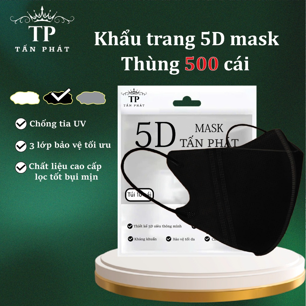 Khẩu Trang 5D , Tấn Phát 3 Lớp Kháng Khuẩn,Chống Nắng,Chống Tia UV,Không Gây…