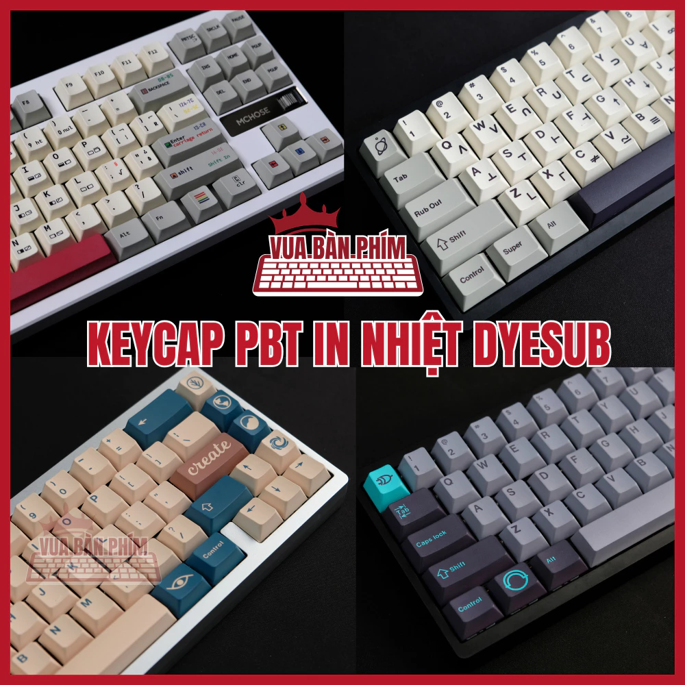 Bộ keycap màu sắc retro in nhiệt dyesub  , chất liệu pbt , cherry profile phù hợp mọi layout bàn phím cơ