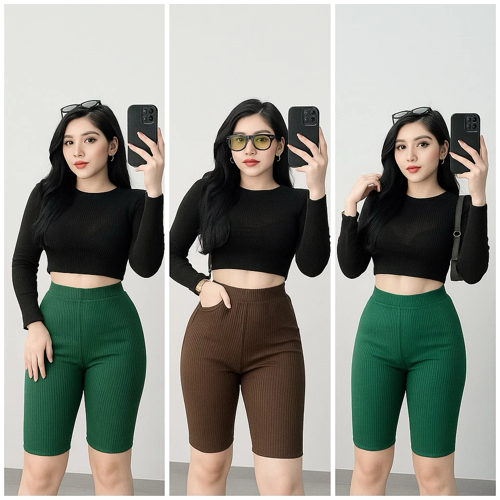 [D2]Quần Short Gân Nữ Siêu Xinh  Siêu Co Giãn Mặc Ở Nhà & Đi Chơi Đều Đẹp