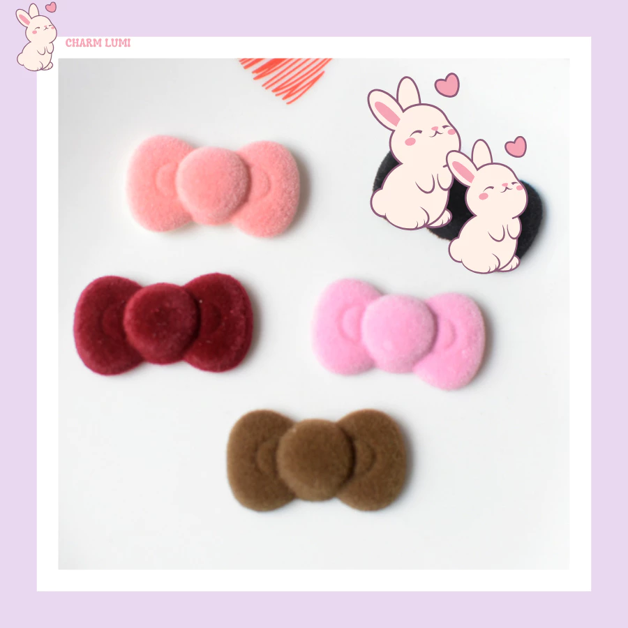🎀Charm Nơ Nhung Lì Xinh Yêu – Phụ Kiện Decor DIY, Gắn Ốp Lưng, Làm Kẹp Tóc, Charm Túi, Slime...