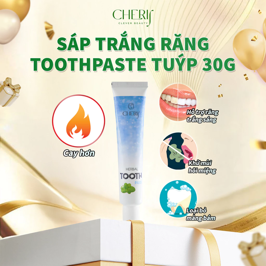 [Tuýp 30g] Sáp Trắng Răng Tooth Paste Dạng Tuýp 30g CAY HƠN - Trắng Răng, Thơm Miệng, Sạch Mảng Bám - Kèm Thang Đo