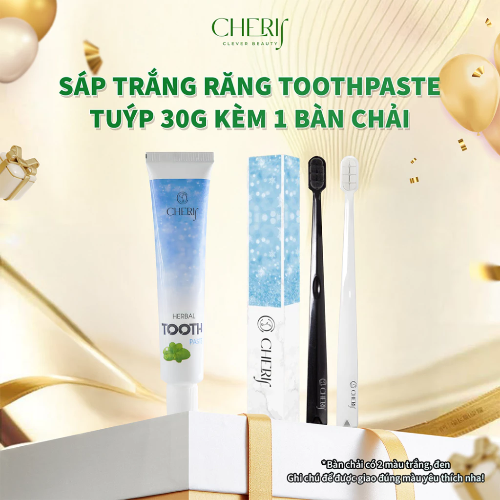 [Tuýp 30g - bàn chải] Sáp Trắng Răng Tooth Paste Dạng Tuýp 30g - Trắng Răng, Thơm Miệng, Sạch Mảng Bám - Kèm Thang Đo Kè