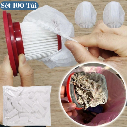 Set 100 chiếc túi lưới lọc bụi cho máy hút bụi cầm tay, túi bọc lõi lọc máy…