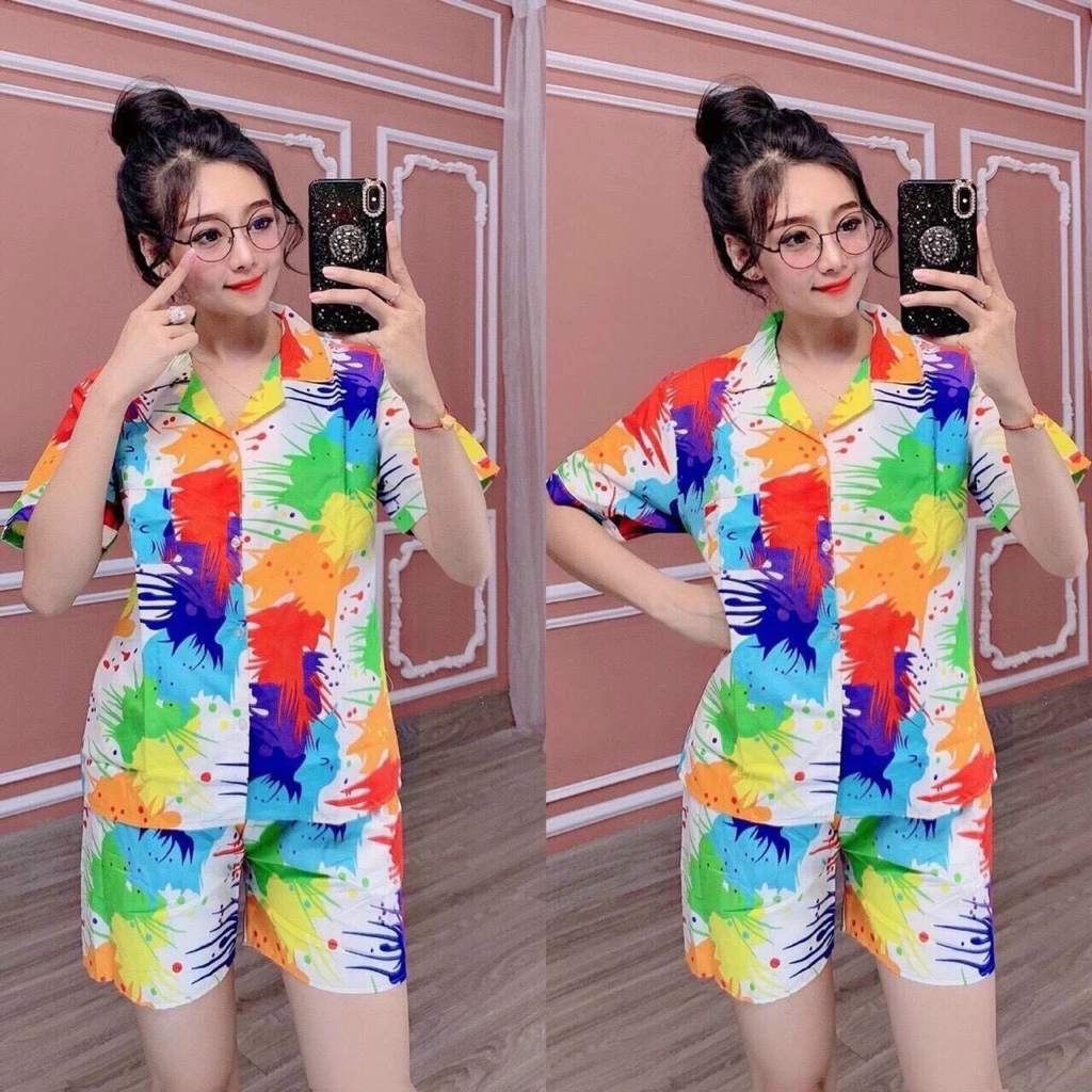 Quần áo đi biển mẫu Sơn loang chất vải kate thái mềm mại , bộ đi biển cây dừa, bộ đi biển cho gia đình nhóm đủ size