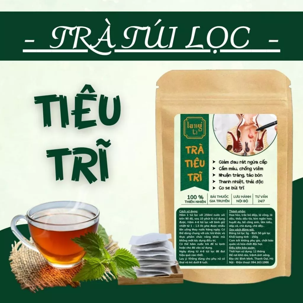Trà Tiêu Trĩ - Lang Tị - Trĩ Chảy Máu, Ngứa Rát Hậu Môn, Táo Bón, Co Se Búi Trĩ - Túi 50 lọc