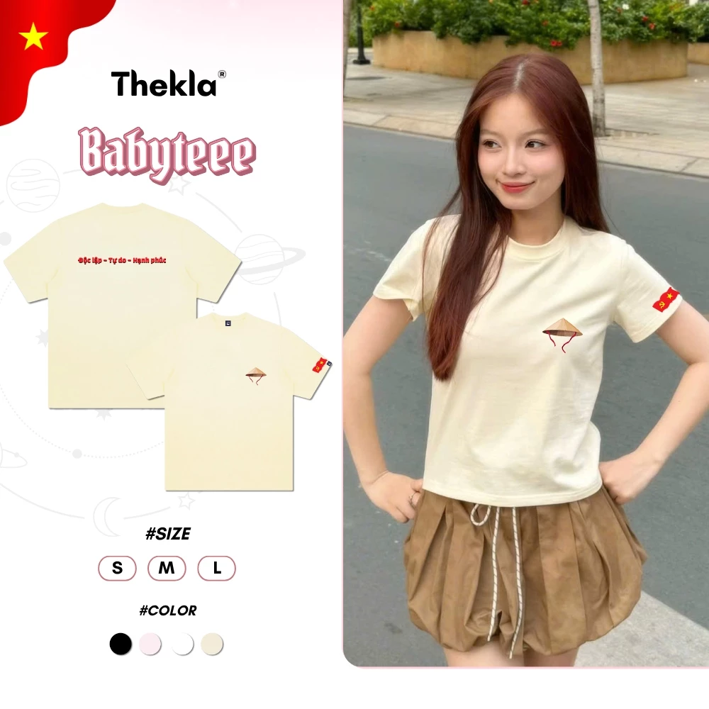 Áo Thun Nữ Baby Tee By Thekla BST80 Nón Lá Việt Nam Chất Cotton Thoáng Mát Phong Cách Hàn Quốc