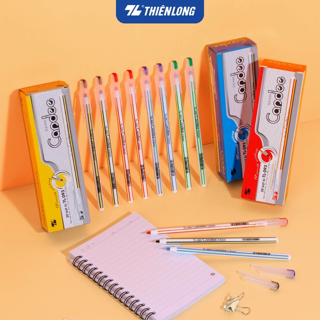 Combo Bút bi nến Thiên Long TL-093 ngòi 0,6mm - Bút bi nến Candee, viết nến chính hãng