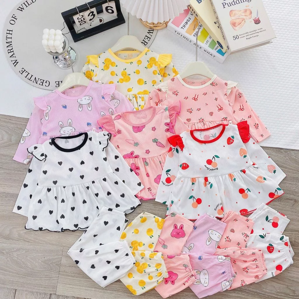 Bộ DÀI babydoll tăm lạnh cánh tiên cho bé