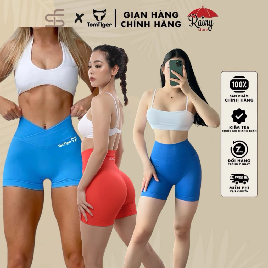 [ QUẦN ĐÙI LƯNG CAO ] THUN DỆT- TOMTIGER V3 Quần Đùi Tập Gym Chun Mông Cao Cấp - Rainy Store