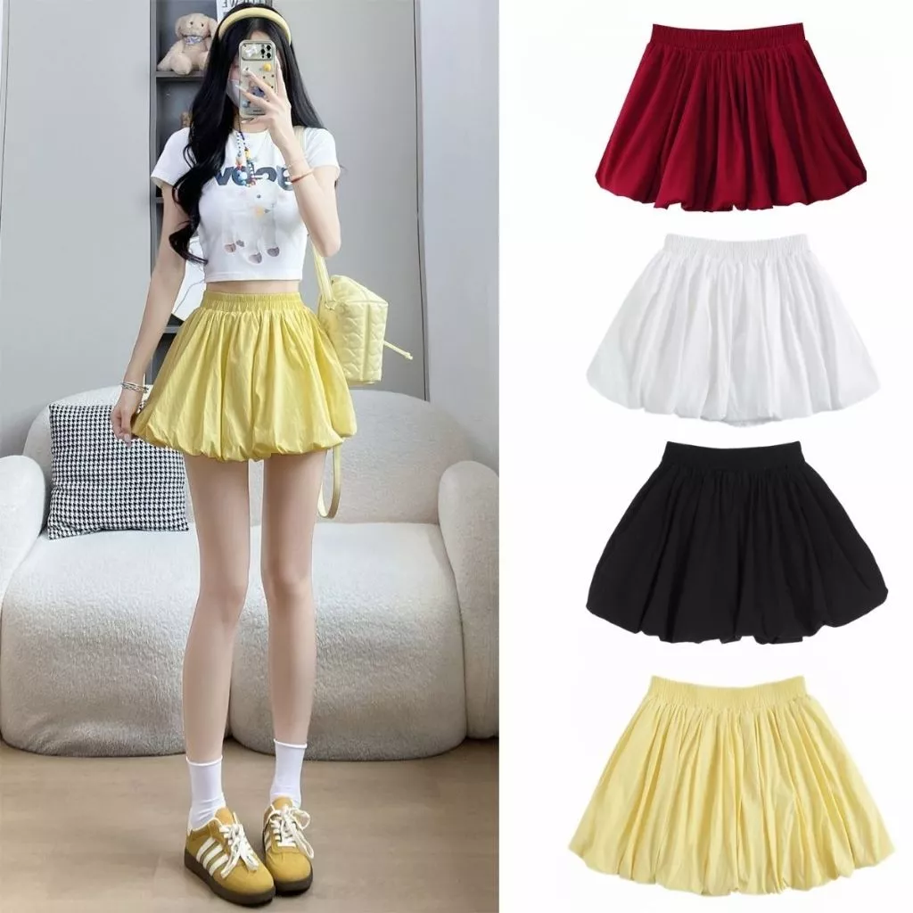 Chân Váy Bí Dáng Ngắn Bigsize Nữ Style Tiểu Thư Chất Lụa Chéo Trơn Mềm Xòe Cá Tính Thanh Lịch CV413