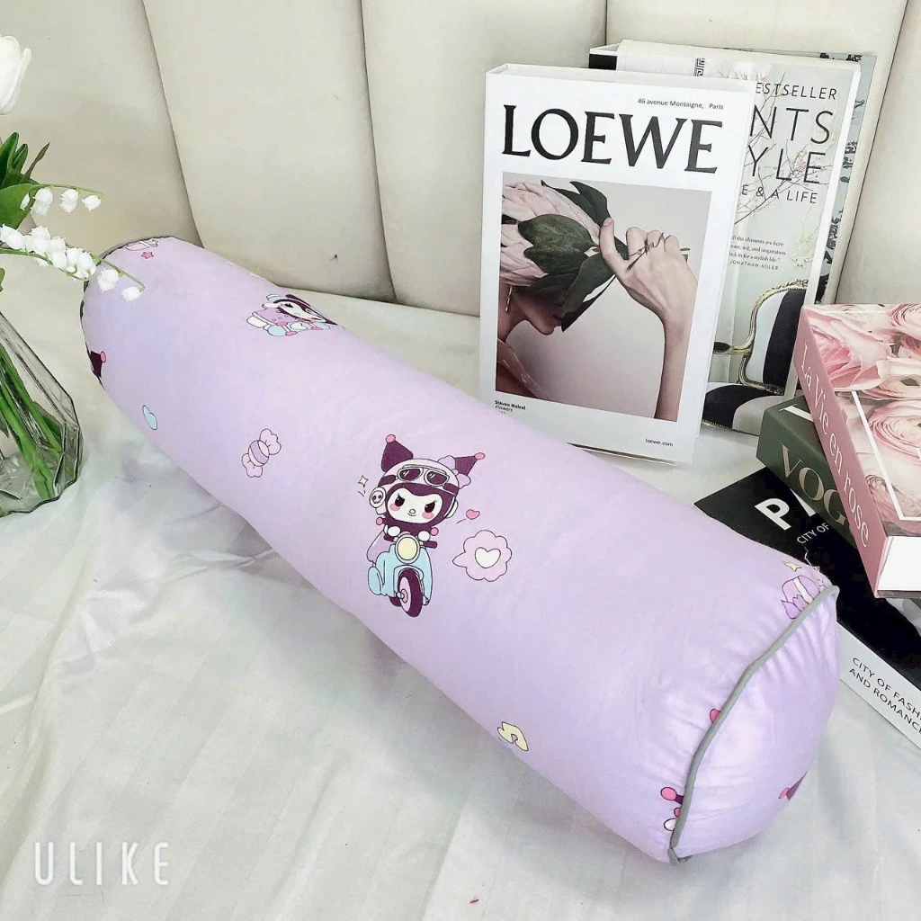 Gối ôm cho bé 25x55cm có khoá kéo tiện lợi , vỏ gối vải cotton mát
