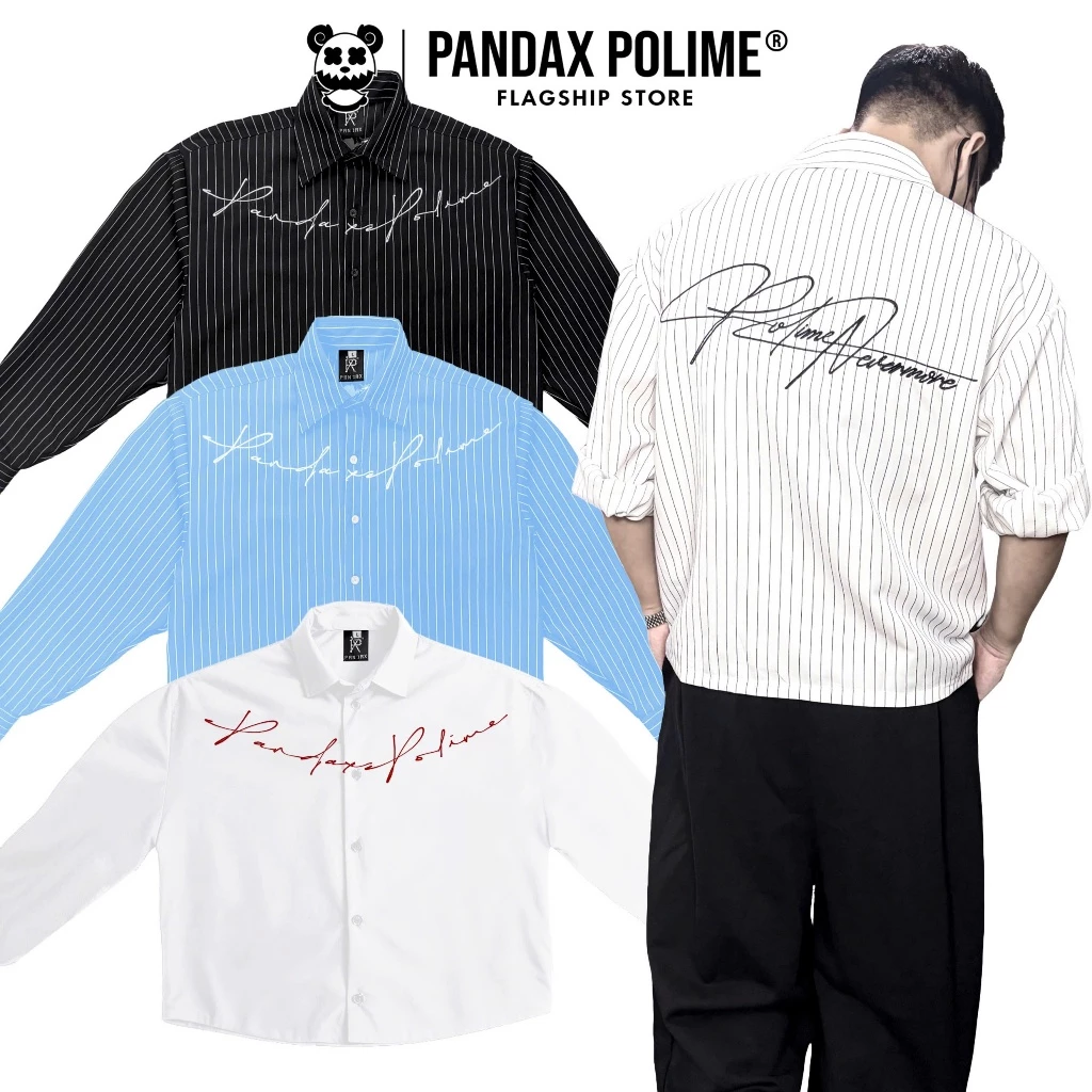 Áo sơ mi boxy oxford local brand  kẻ sọc thêu unisex local brand  cặp đôi nam nữ px pandax polime