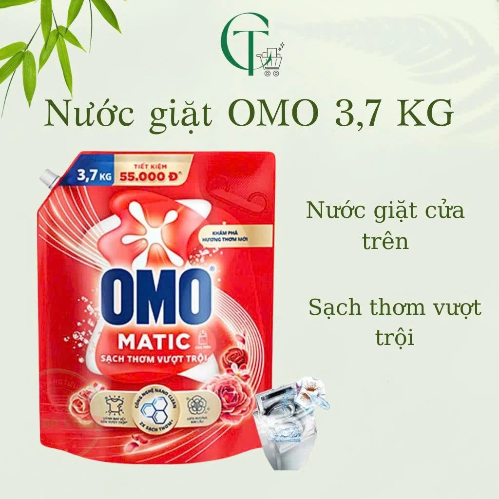 Nước giặt OMO MATIC cửa trên sạch thơm vượt trội - Túi 3.7KG