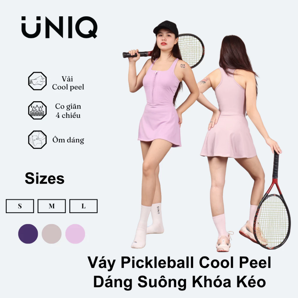 Set Váy Pickleball Nữ UNIQ Cool Peel Dáng Suông Khóa Kéo