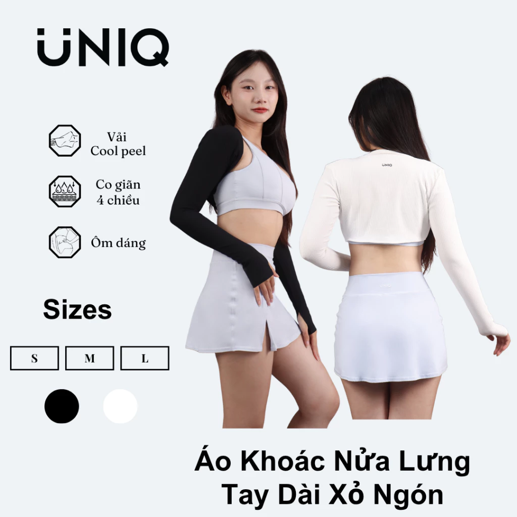 Áo Khoác UNIQ Nửa Lưng Thể Thao Nữ Thoáng Khí Tay Dài Xỏ Ngón