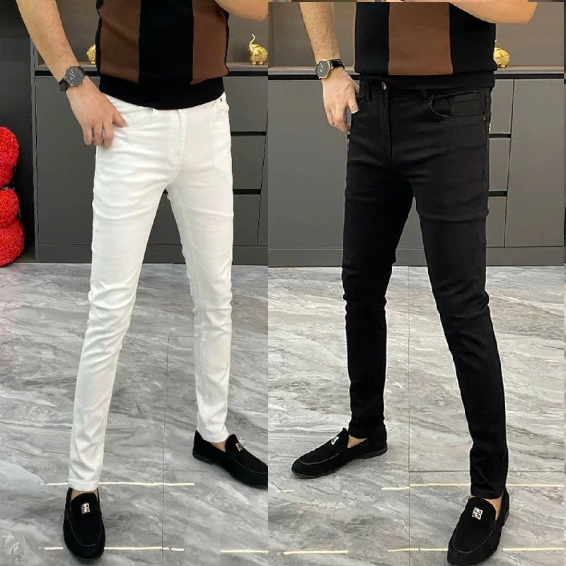 Quần Jean Nam Trơn Co Giãn Dáng Ôm Body – Trắng & Đen Cơ Bản JEAN NAM ĐEN TRẮNG TRƠN 20.25 QJN