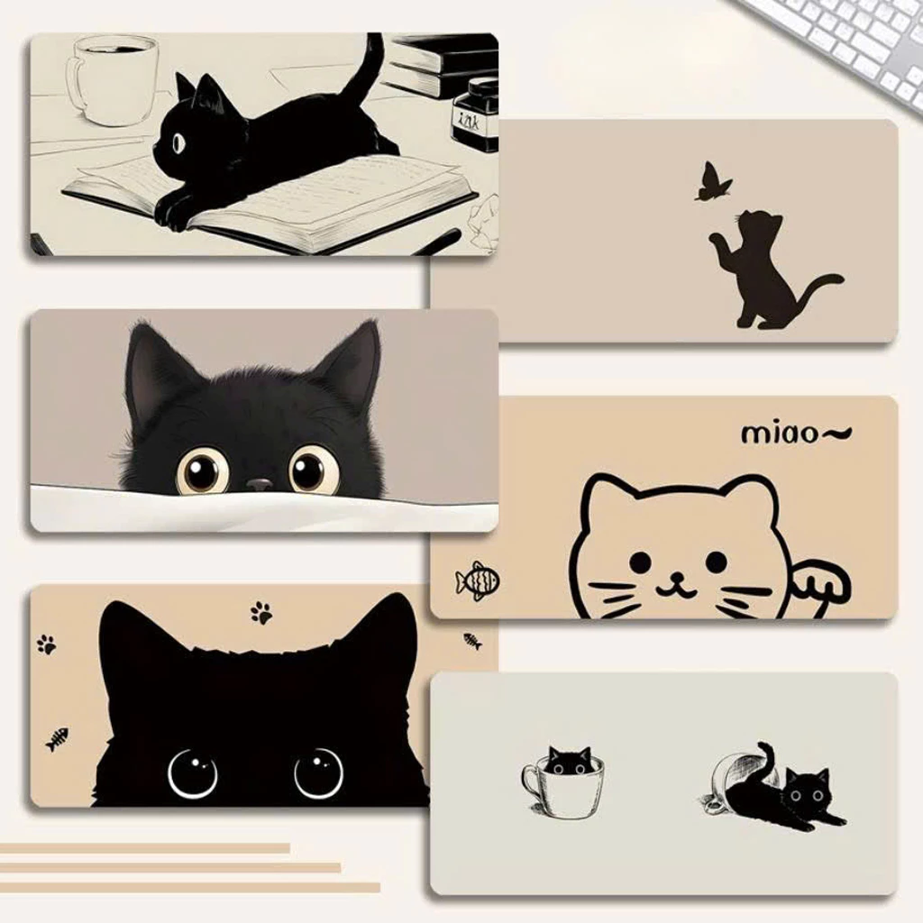 Lót chuột mèo đen dễ thương  full mẫu full size– Phù hợp văn phòng, học sinh, gamer, DESKMAT, mousepad, pad chuột đẹp