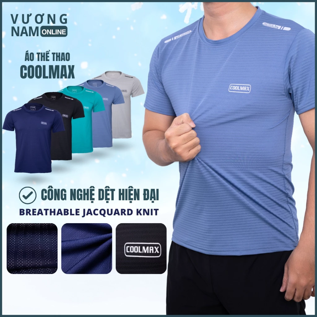 Áo thể thao nam ngắn tay ACTIVE chất COOLMAX thông hơi thoáng khí cho chạy bộ GYM đẹp may kỹ VNO152