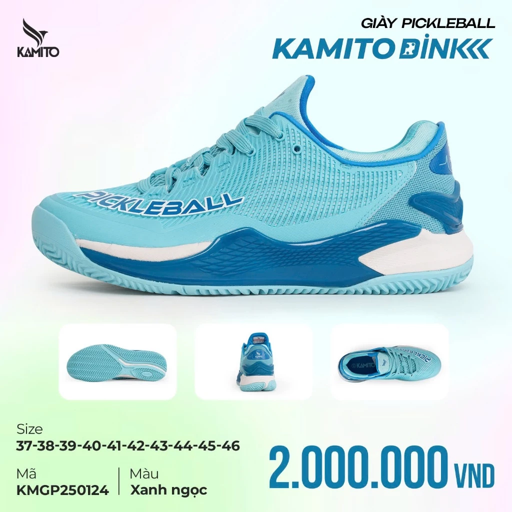 Giày Pickleball Kamito Dink Đế Cao Su Bám Sân Chống Trơn Trượt, Đệm Lót Êm Ái, Chính Hãng