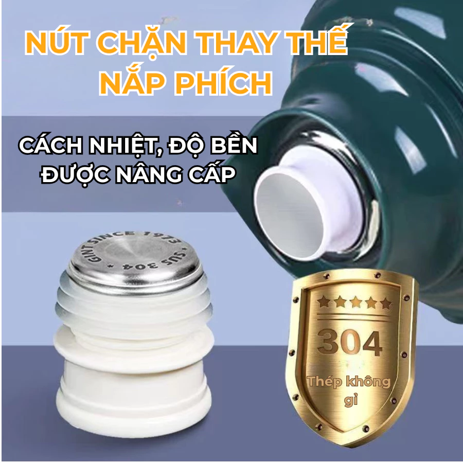 Nắp Phích Inox 304 Chống Rò Rỉ Cao Cấp, Van Silicone Kín Hơi, Giữ Nhiệt Lâu, Tương Thích Nhiều Loại Bình
