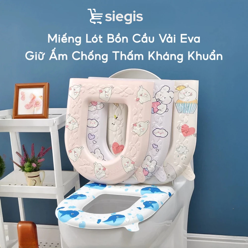 Đệm Lót Bồn Cầu - Miếng Lót Bồn Cầu Chống Thấm Nước Và Vi Khuẩn Chất Liệu Eva Mềm Mại In Họa Tiết Xinh Xắn
