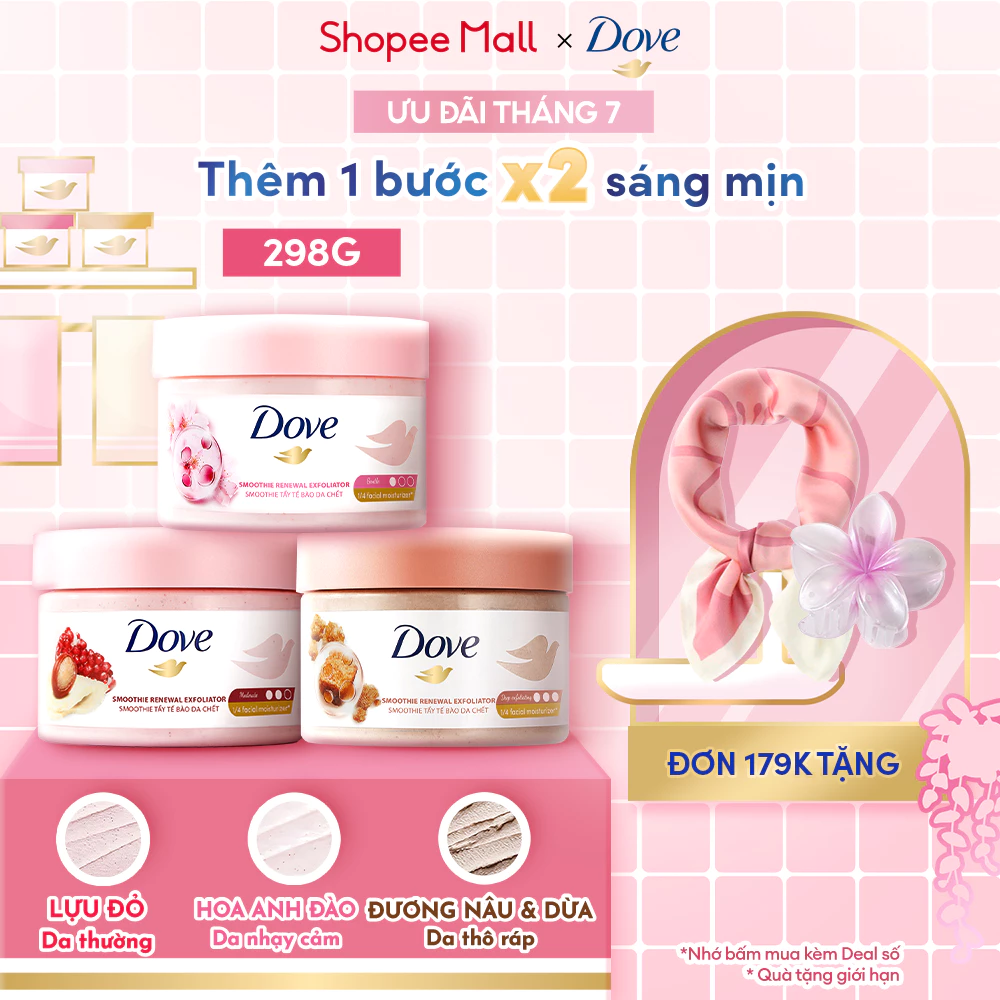 [CHÍNH HÃNG ĐỘC QUYỀN] Smoothie Tẩy Tế Bào Chết Body Dove Chăm Da Sáng Mịn 298g