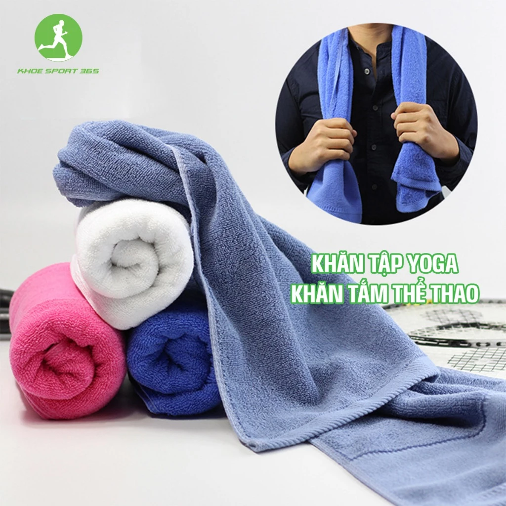 Khăn tập yoga, khăn thể thao vải bông thấm hút mồ hôi tốt, dài 110cm, rộng 22cm - Khoesport