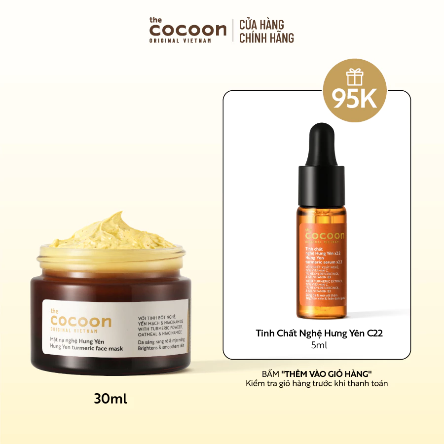 [FS] Mặt nạ nghệ Hưng Yên 30ml Tặng Tinh chất nghệ Hưng Yên c22 5ml Cocoon
