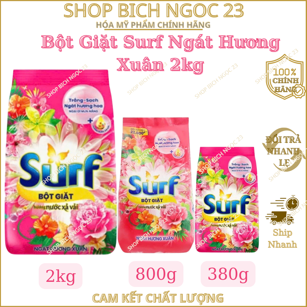 Bột Giặt Surf Ngát Hương Xuân 380g, 800g, 2kg