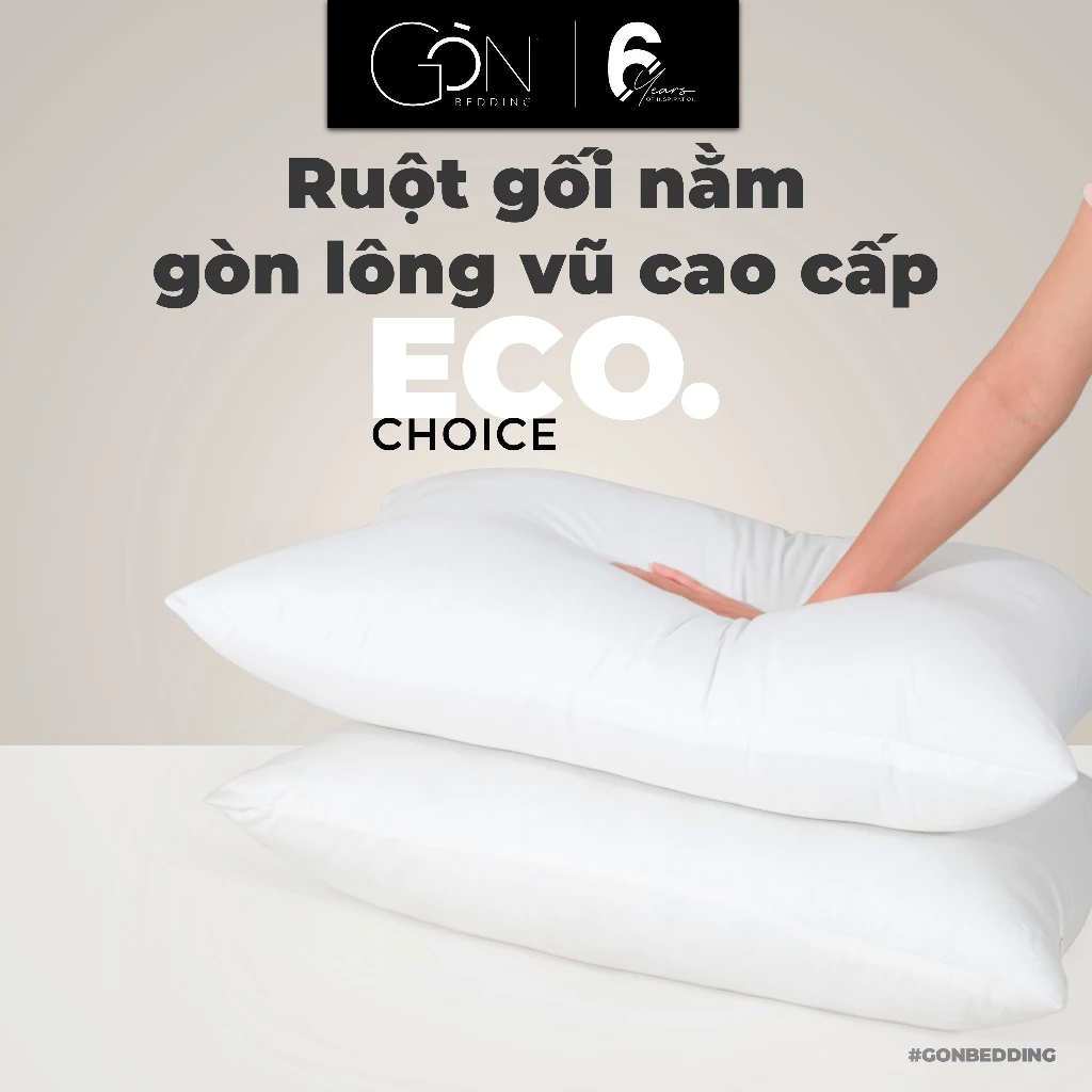 Ruột Gối Nằm Gòn Bedding 50x70 cm (01 cái) - Gòn Lông Vũ / Gòn Bi
