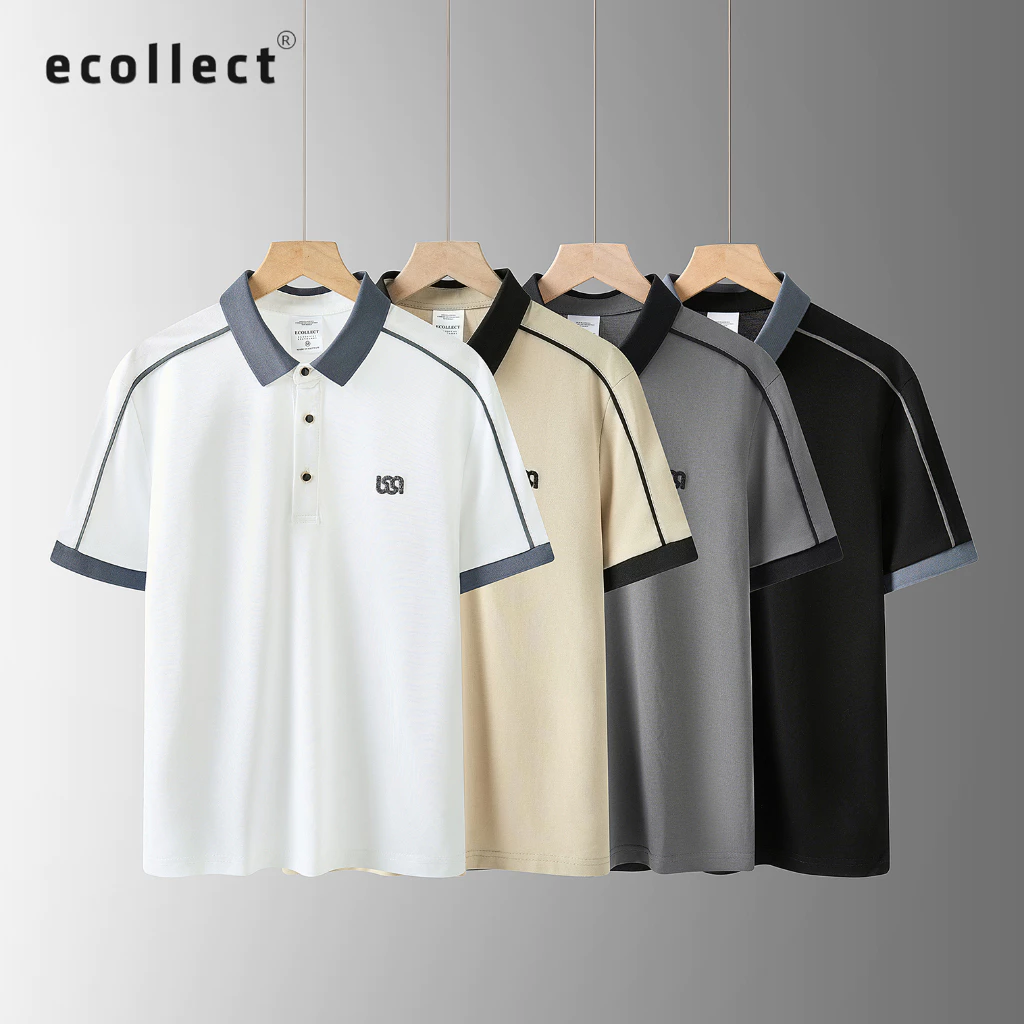 Áo Polo Nam ECOLLECT CD37 - Vải Cotton Cá Sấu Cao Cấp Thoáng Khí, Thêu Logo Nổi Thời Trang Hè 2025