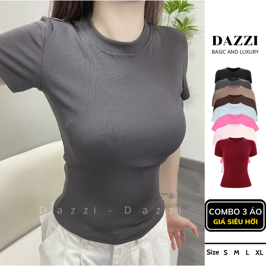[ RẺ VÔ ĐỊCH] Áo Thun Nữ Croptop Babytee Cổ Tròn Tay Ngắn- Chất Gân Tăm Lạnh Cao Cấp Co Giãn Mát, Ôm Tôn Basic Dễ Phối