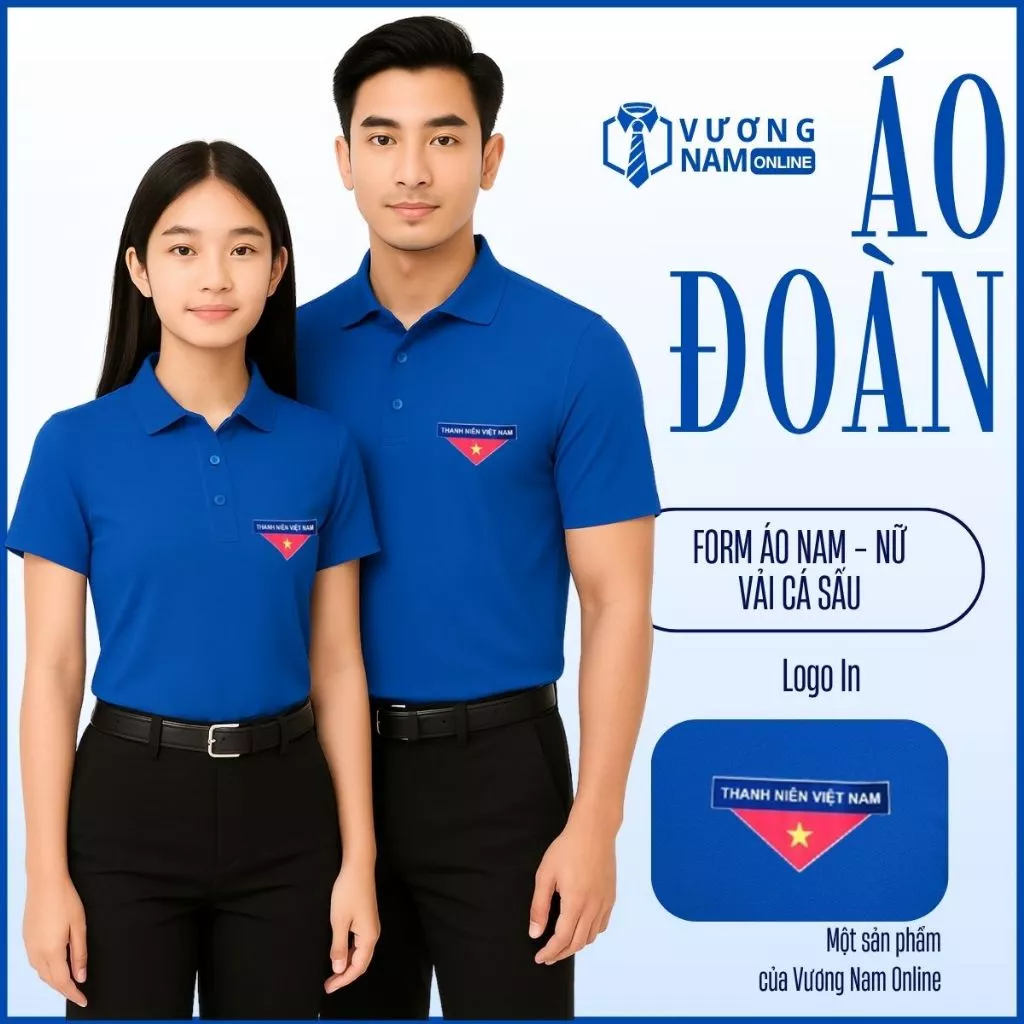 Áo thun đoàn thanh niên Nam Nữ co giãn đep cao cấp may kỹ chất poly cá sấu VNO104