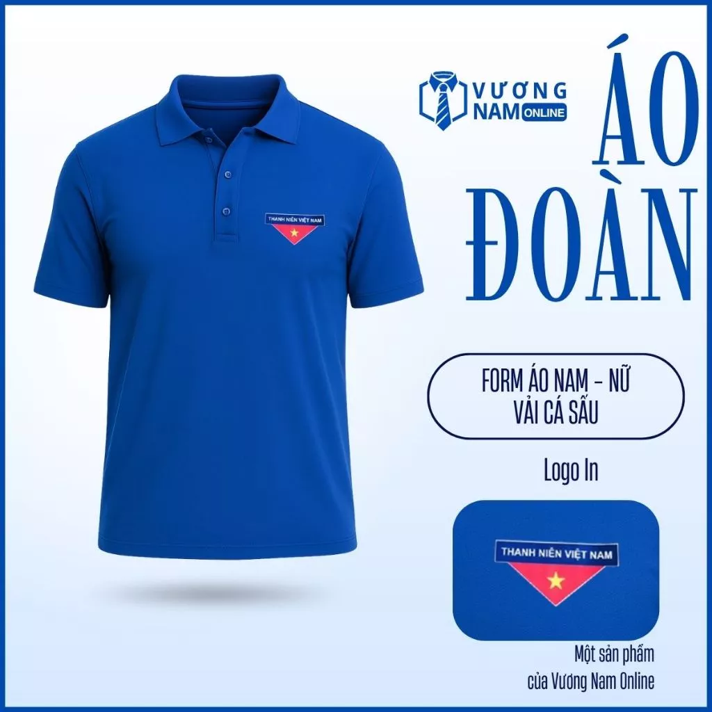 Áo thun đoàn thanh niên Nam Nữ chất poly cá sấu co giãn đep cao cấp may kỹ VNO104