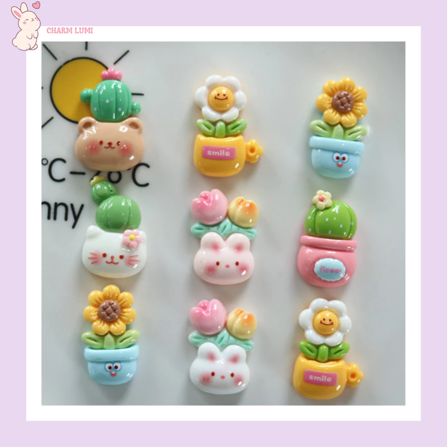 Charm Thú Cưng & Chậu Hoa – Phụ Kiện Decor DIY, Trang Trí Slime, Ốp Lưng, Dụng Cụ Học Tập...
