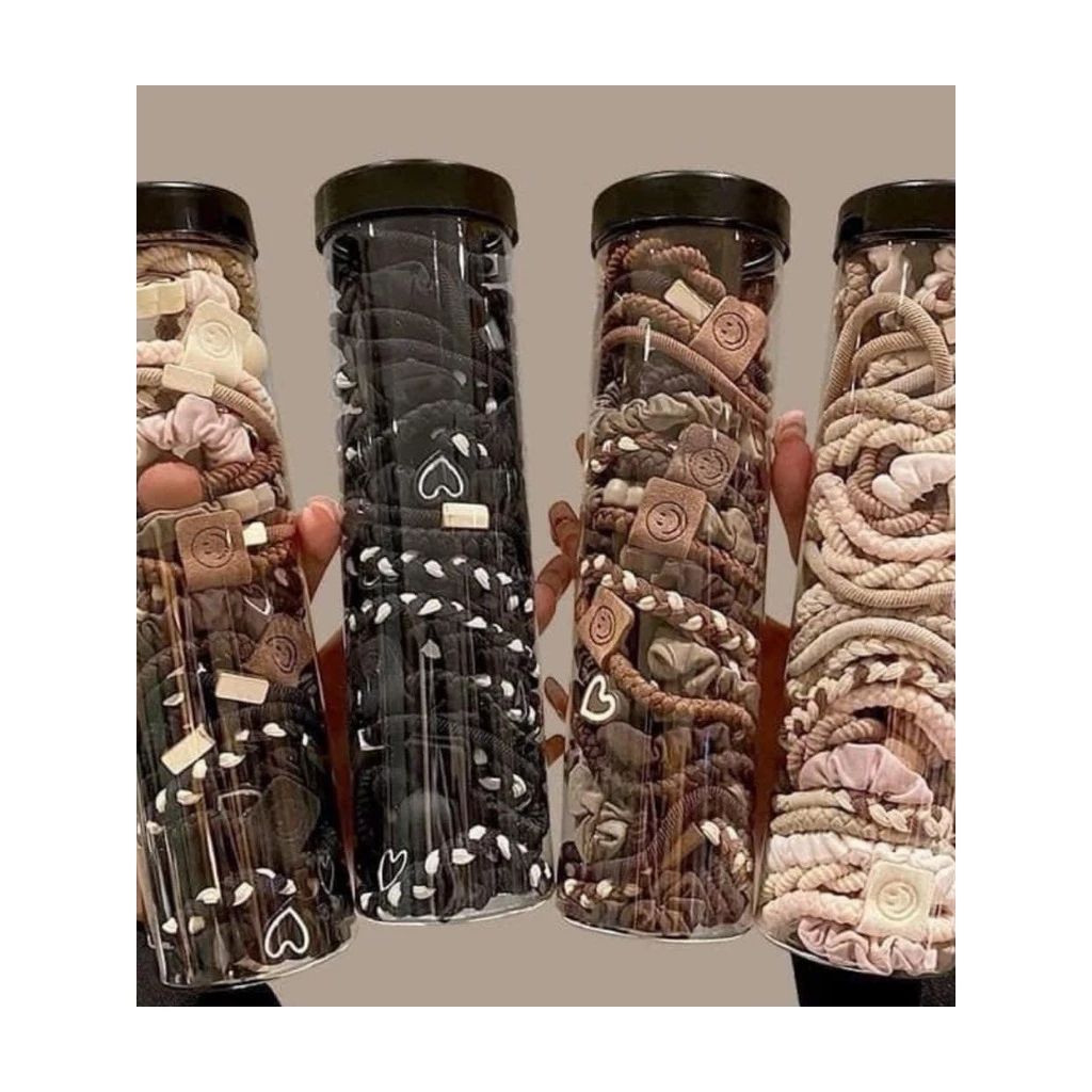 Hộp 20 dây chun buộc tóc phong cách trẻ cho bạn gái. Set dây chun mềm mịn buộc tóc