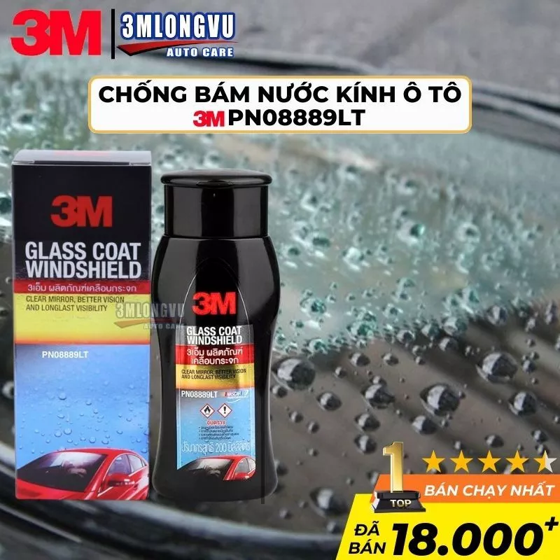 Chai chống bám nước trên kính xe 3M Glass Coat Windshield 08889 LT 200ml Phủ Nano chống bám nước