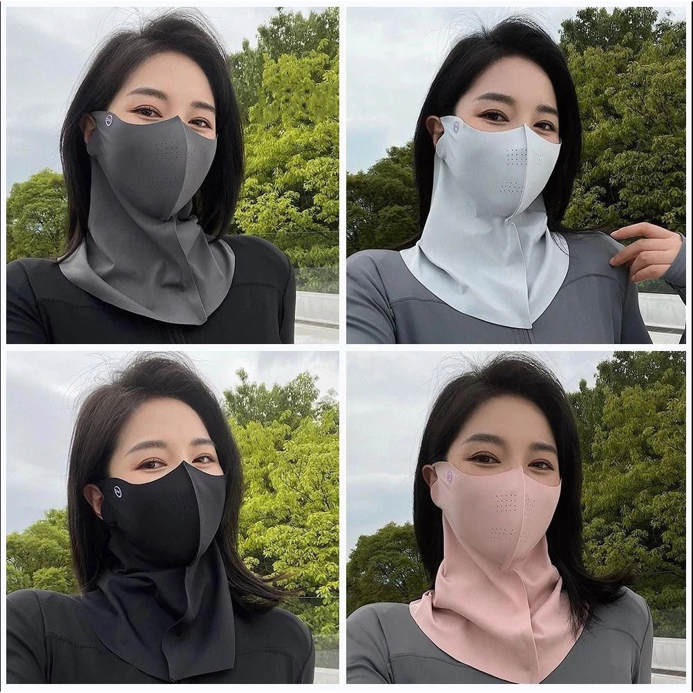 Chống Nắng Ice Silk UPF50 + Khăn Cổ Chống Tia UV Thời Trang Thoáng Khí Chống Bụi Che Nắng Mặt Đi Xe Đạp