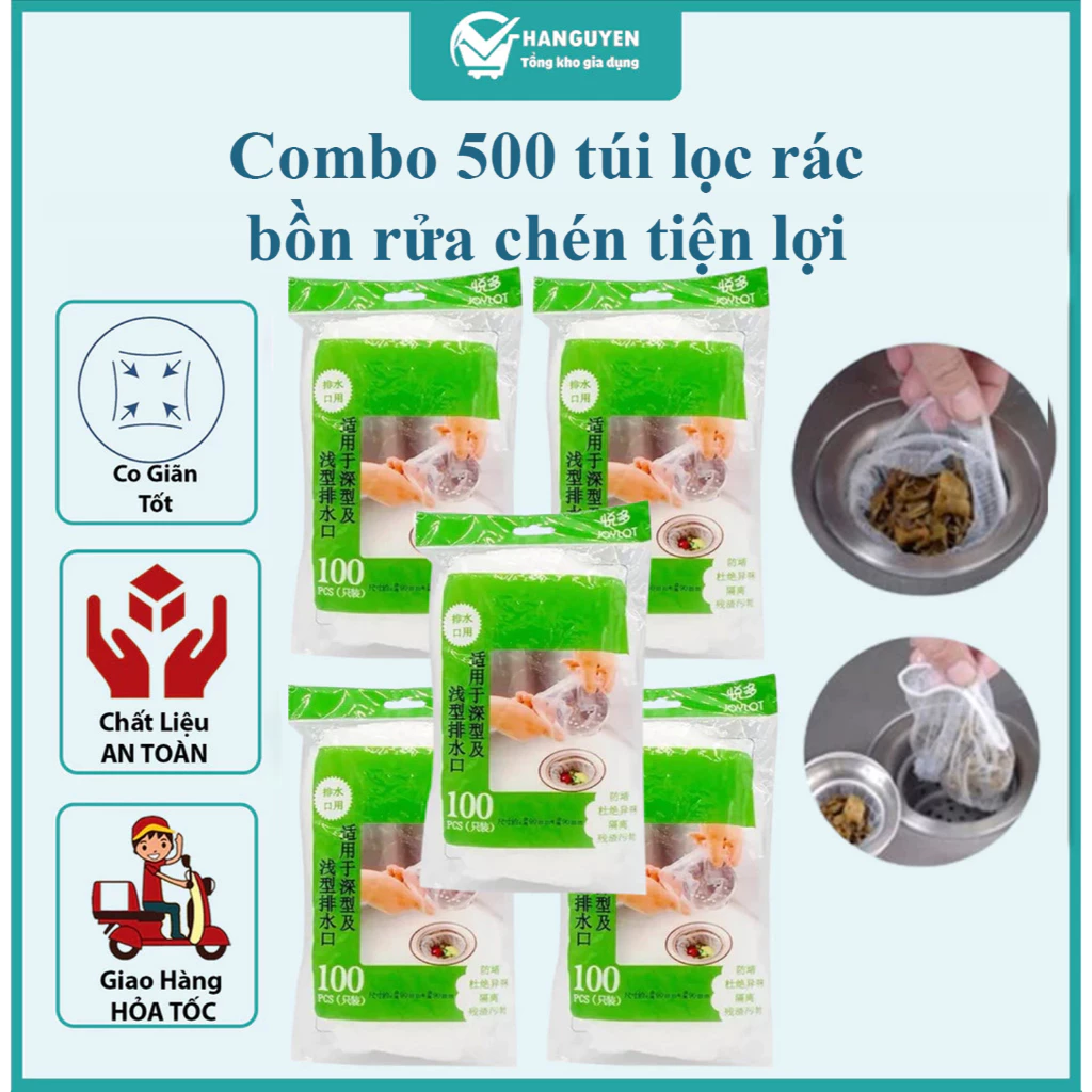 Combo 500 túi lọc rác bồn rửa chén - túi lưới đựng rác chậu rửa bát tiện lợi, sạch sẽ