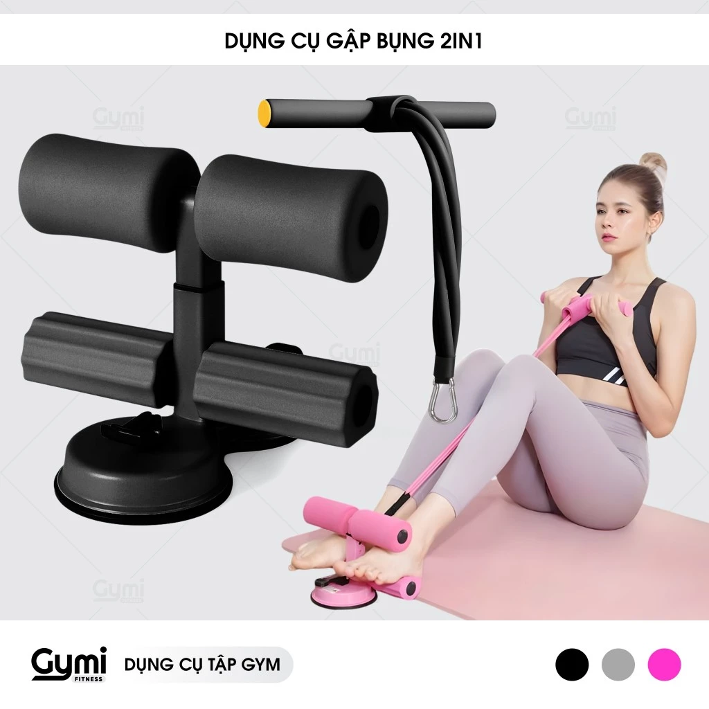 Dụng Cụ Gập Bụng 2 Trong 1 Có Dây Kháng Lực - Hỗ Trợ Tập Luyện Cơ Bụng, Tay, Eo Tại Nhà - GapBung2in1