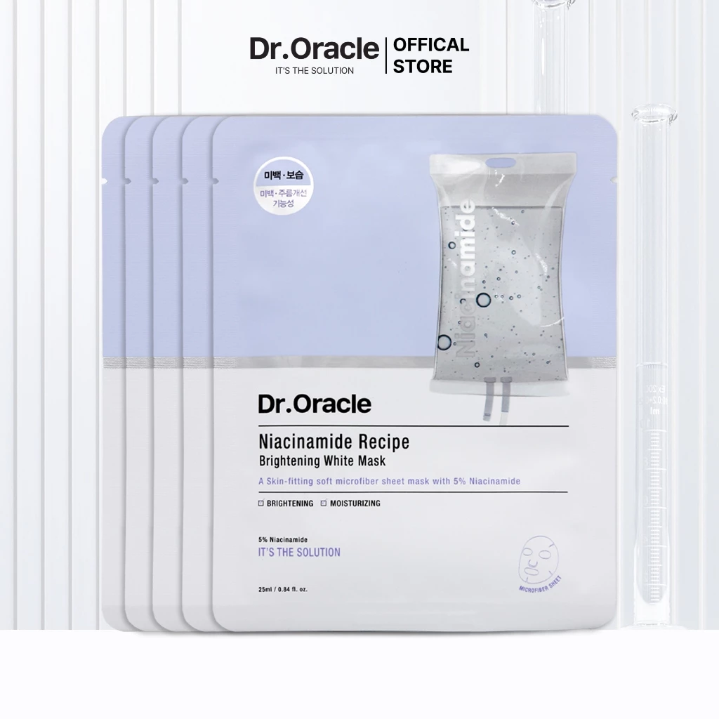 COMBO 5 Mặt nạ giấy dưỡng sáng, đều màu da Dr.Oracle Niacinamide Recipe Brightening White Mask 25ml