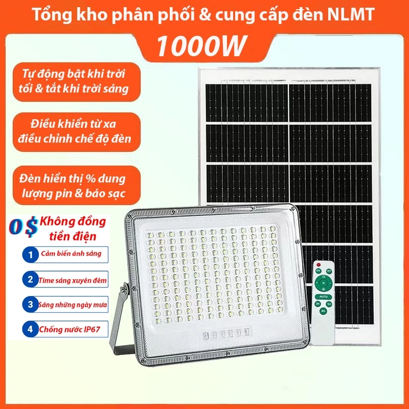 Đèn pha năng lượng mặt trời mắt ngọc cao cấp 300W ,500W, 800W & 1000W vỏ nhôm, Led 5054