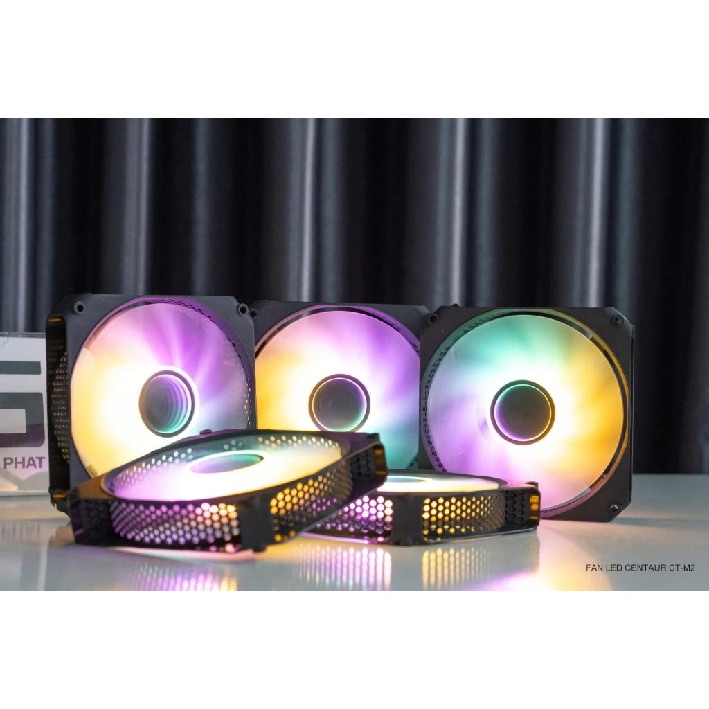 <FULL VAT> Quạt tản nhiệt, Fan Case Led CENTAUR M2 Đen , Bảo Hành 3 Tháng, Tặng Kèm 4 Ốc , Led 7 Màu