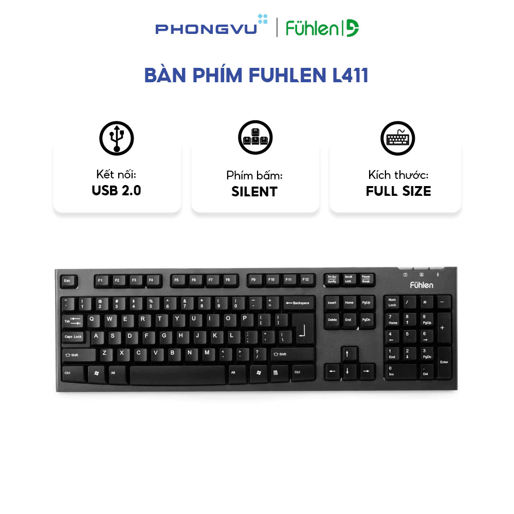 Bàn phím Fuhlen L411 - Êm, bền, chống tràn - Bảo hành 24 tháng
