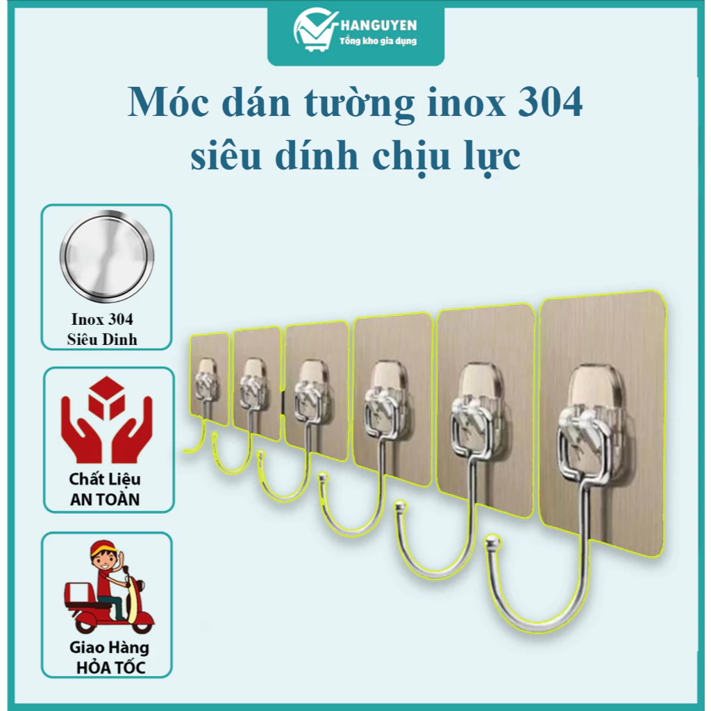 Móc dán tường chịu lực siêu dính treo đồ, vật dụng đa năng tiện ích inox 304 #A260