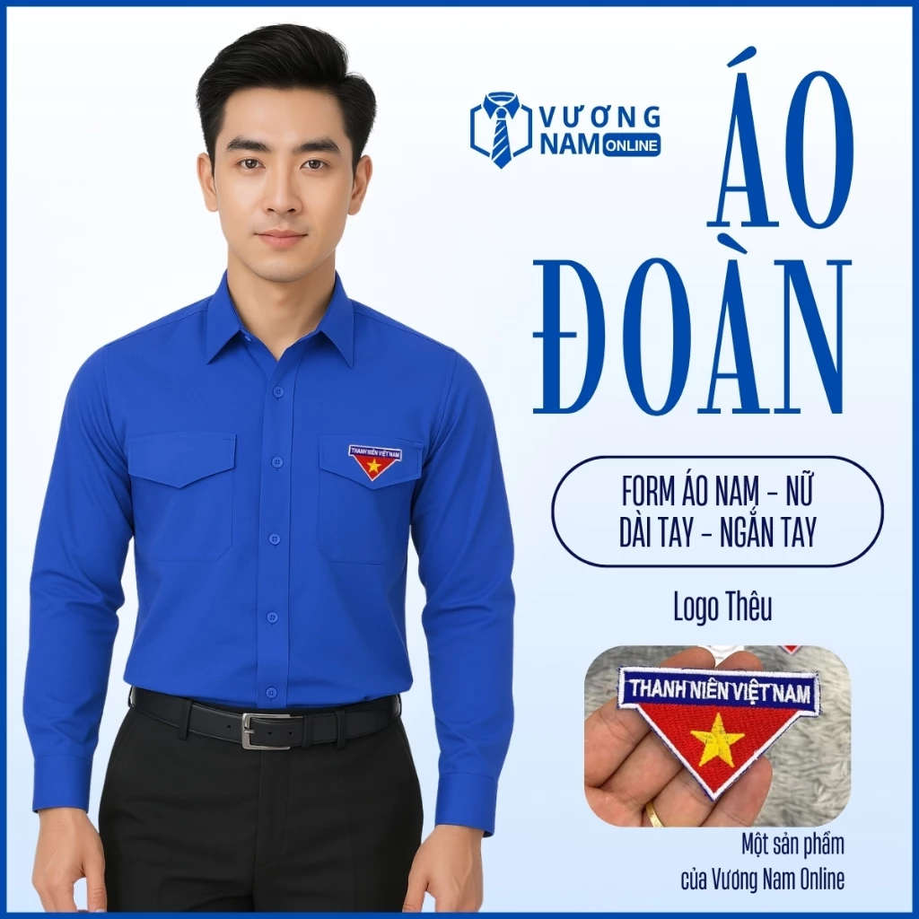 Áo đoàn thanh niên tay dài hàng loại 1 hàng tiêu chuẩn cho cả nam và nữ chất vải kate và lụa VNO141