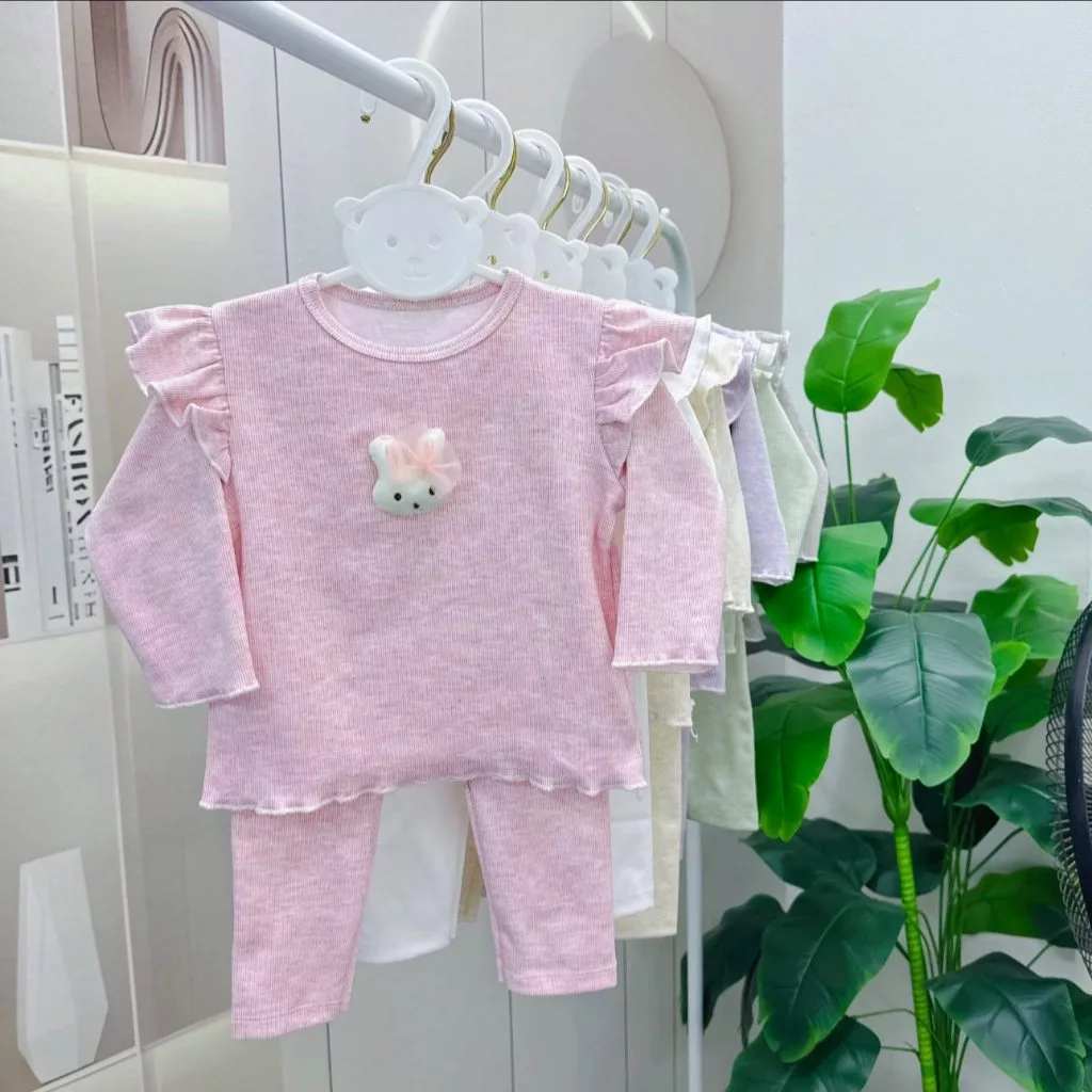 Bộ dài nỉ tăm thỏ tay bèo cánh tiên quần can đũng cho bé