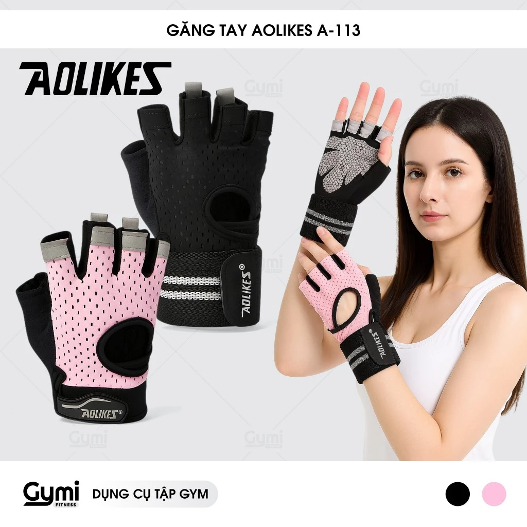 Găng Tay Aolikes A-113 - Găng Tay Nam Nữ Tập Gym, Tập Thể Thao Chính Hãng - AL113