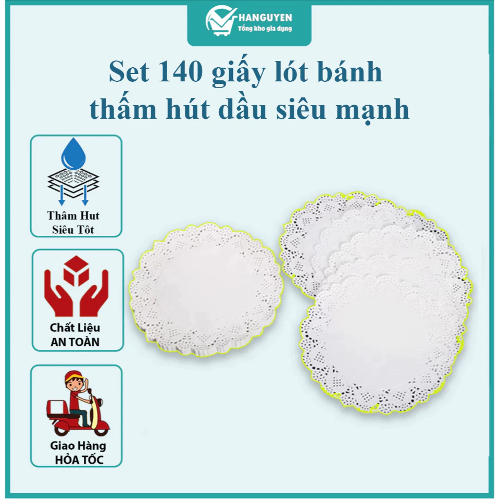 Set 140 giấy lót bánh thấm hút dầu siêu mạnh - dùng cho món chiên rán sạch bát đĩa #A256